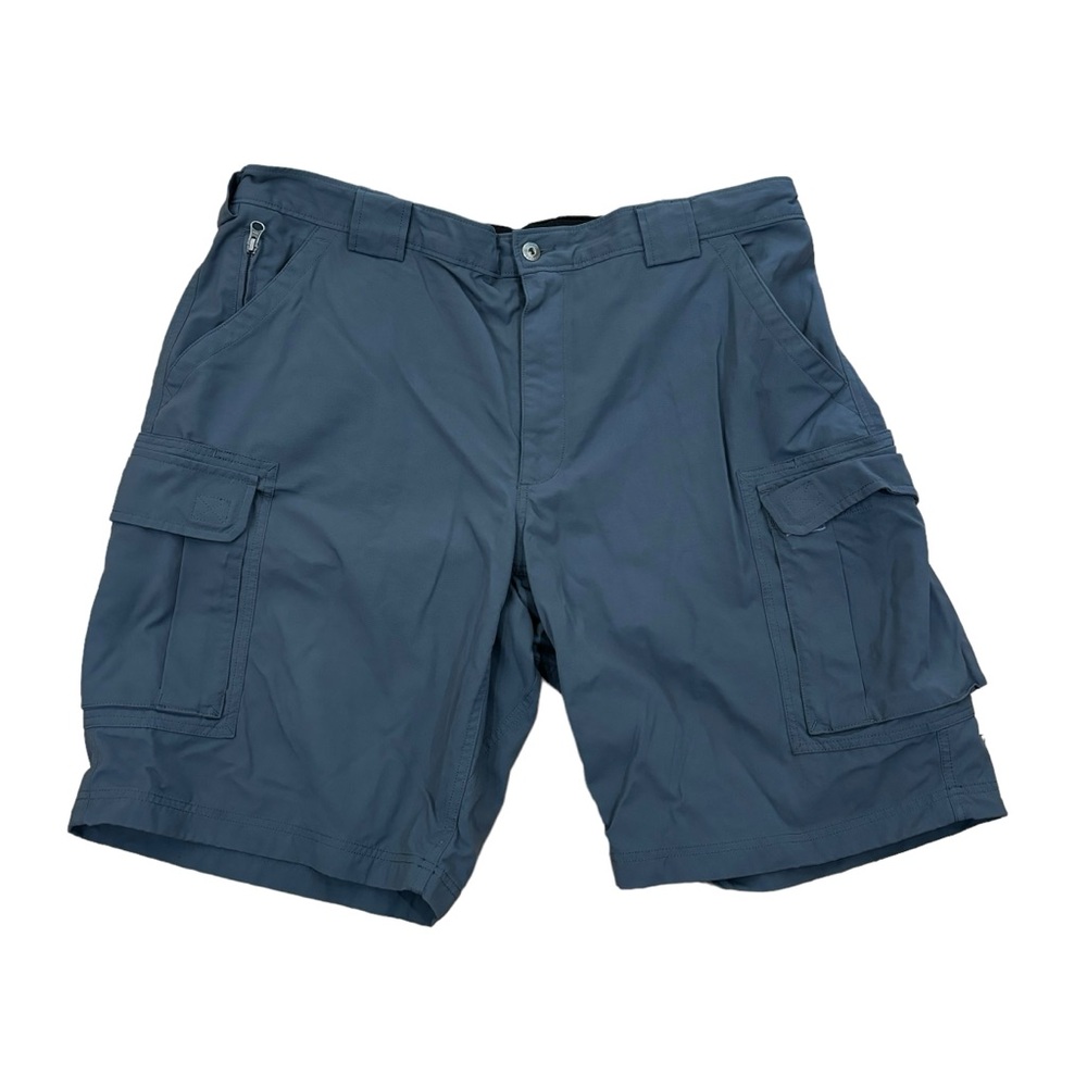 Duluth Trading Co Dry on the Fly Blue Gray elastic waist Cargo Shorts Mens 2XL